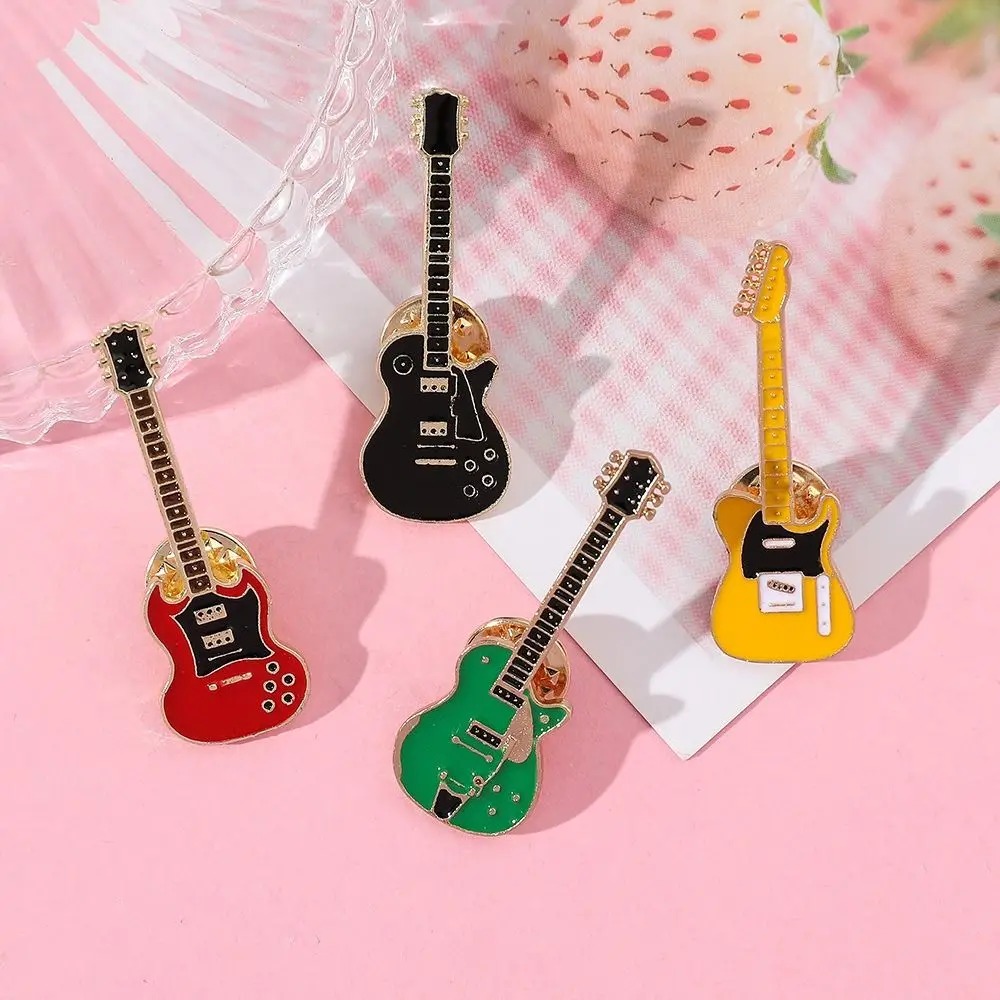 Vintage Fashion Toys - เข็มกลัดรูปกีตาร์โลหะเคลือบแบบวินเทจ 1/2/4 ชิ้น สำหรับผู้ชาย ผู้หญิง เครื่องดนตรี