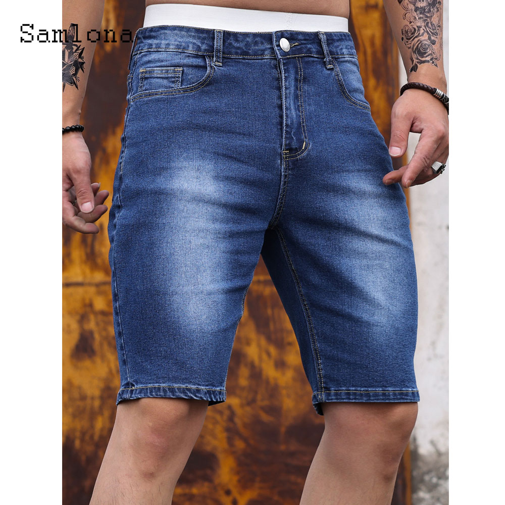 Vintage Fashion Style Men - 2024กางเกงแฟชั่นสไตล์ยุโรปมีซิปรูด้านล่างของผู้ชาย celana pendek DENIM เย็บปะติดปะต่อกันของบุรุษวินเทจสลิมยีนส์ขาสั้น