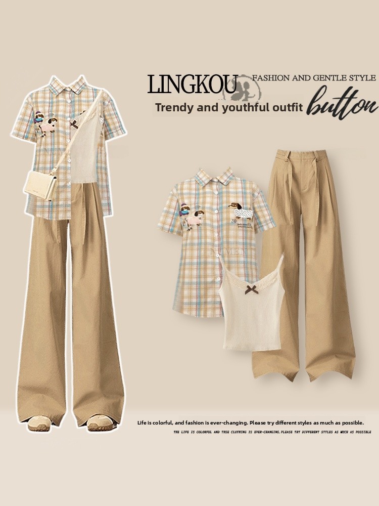 Vintage Fashion Years - ชุดลำลองไซส์ใหญ่สำหรับผู้หญิง ชุดฤดูร้อนสุดหรู ดีไซน์วินเทจ เสื้อกล้ามสายเดี่ยวเข้ารูป พร้อมกางเกงขายาวทรงกว้าง ชุดสองชิ้น