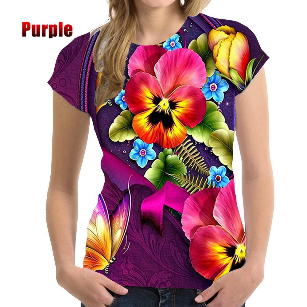 Tie Dye Shirt Vintage - เสื้อยืดผู้หญิงแฟชั่นใหม่ฤดูร้อนเสื้อยืดแขนสั้นพิมพ์ลายดอกไม้ผีเสื้อสวยเสื้อเชิ๊ตลายดอกไม้เสื้อยืดคอกลม