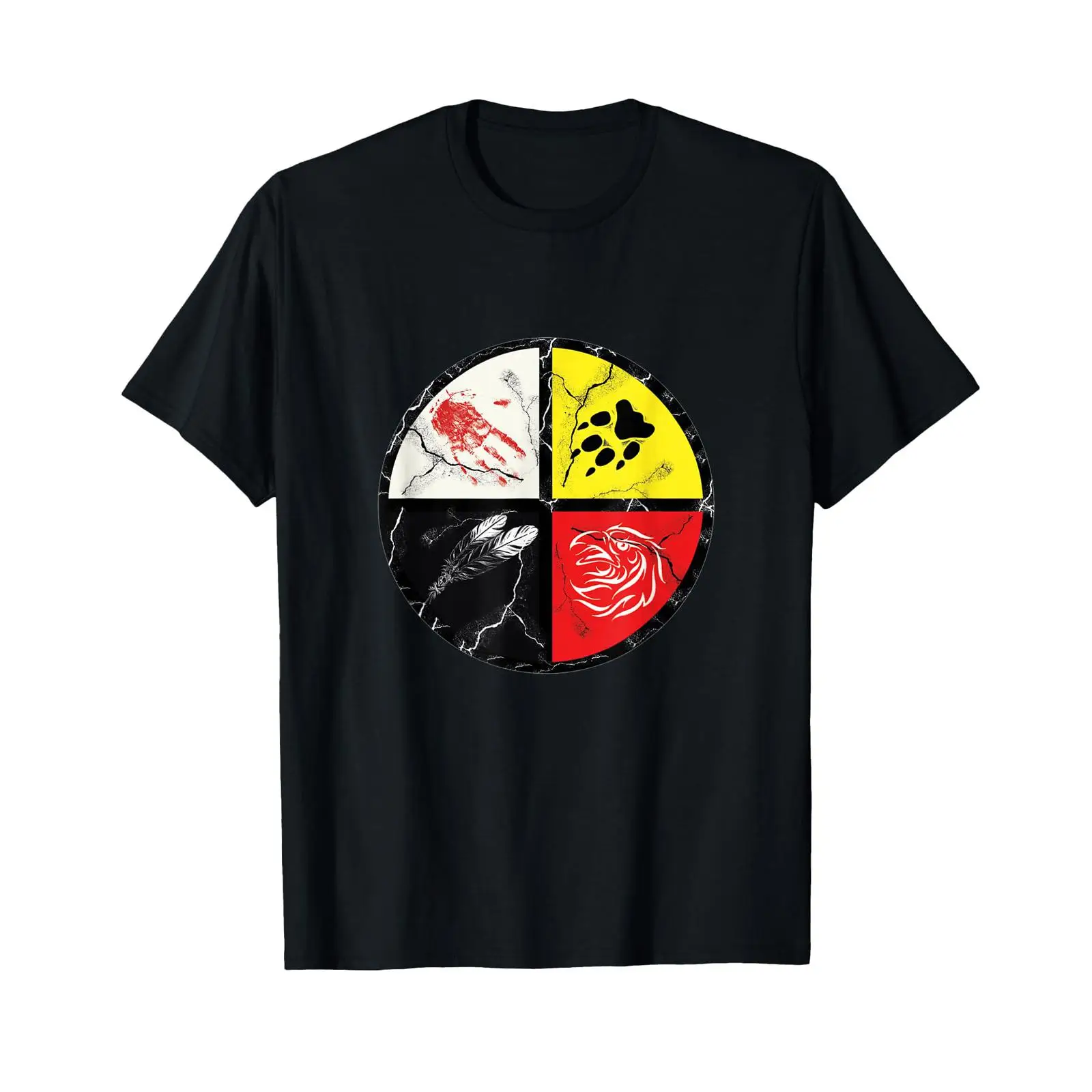Vintage Fashion Wheel - เสื้อยืดลายวงล้อการแพทย์อินเดียสไตล์วินเทจ ซักแล้วใส่สบาย นุ่ม ระบายอากาศได้ดี เสื้อสตรีทแวร์สำหรับทุกเพศ เหมาะสำหรับใส่ในชีวิตประจำวัน