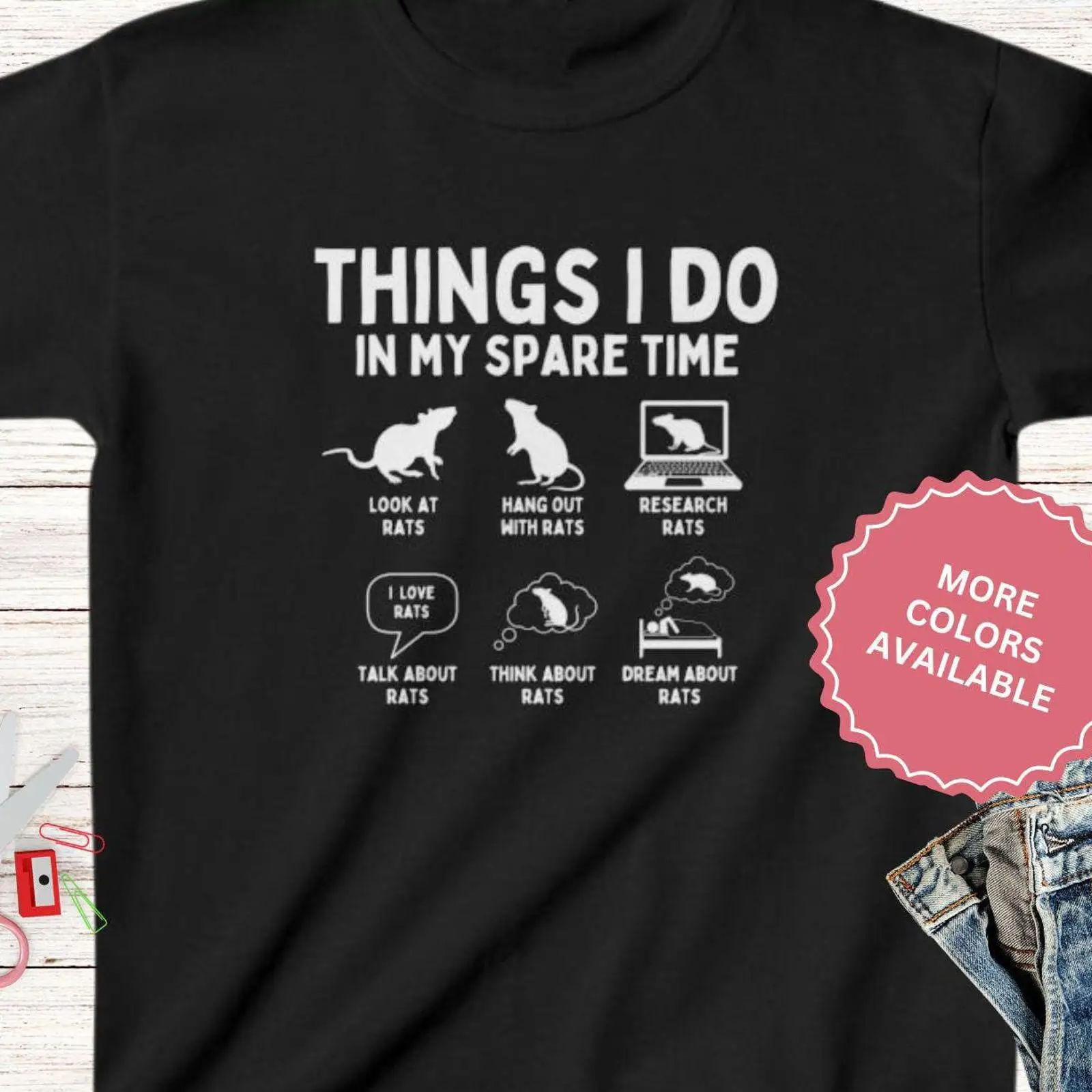 Quirky Vintage Fashion - สิ่งที่ฉันทำในเวลาว่าง เสื้อยืดเด็ก Rat Kids ลายตลก สำหรับคนรักหนู