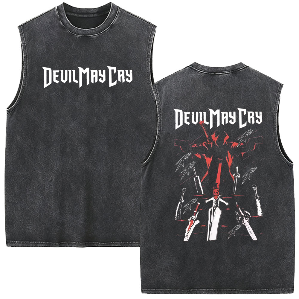 Vintage Fashion Game - เสื้อกล้ามลายเกม Devil May Cry Dante สไตล์วินเทจฟอกสี