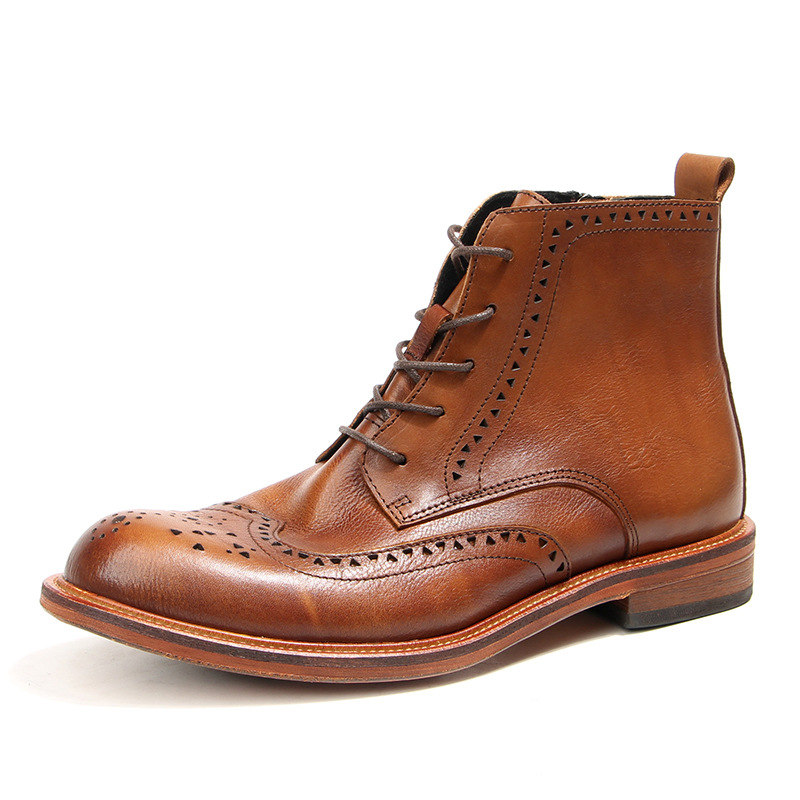 Vintage Fashion Style Men - Vintage Mensข้อเท้ารองเท้าเชลซีหรูหราของแท้หนัง 2025 ฤดูใบไม้ผลิกลางแจ้งสไตล์อังกฤษแฟชั่นBroguesธุรกิจรองเท้าชาย