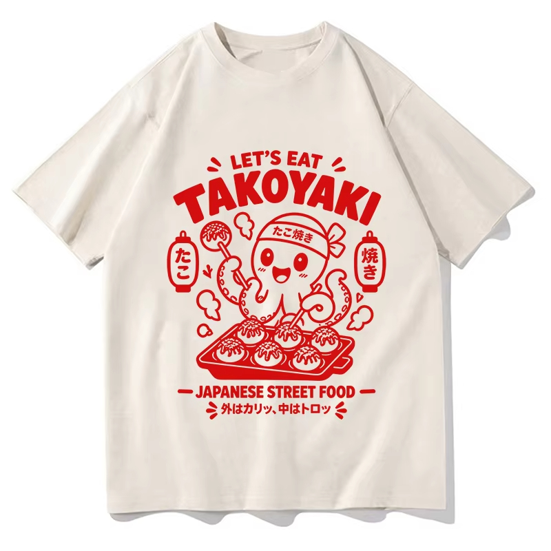 Vintage Fashion Osaka - เสื้อยืดแฟชั่นโอซากะโดโตนโบริ ญี่ปุ่น สำหรับผู้ชายและผู้หญิง ลายตลก ทาโกะยากิ ปลาหมึกเมา