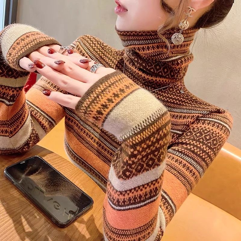Vintage Fashion Years - เสื้อแขนยาวสไตล์วินเทจแบบเรียบง่าย แมทช์ได้กับทุกชุด เสื้อทรงเข้ารูปสำหรับฤดูใบไม้ร่วงและฤดูหนาว เสื้อยืดแฟชั่นลำลองสำหรับผู้หญิง
