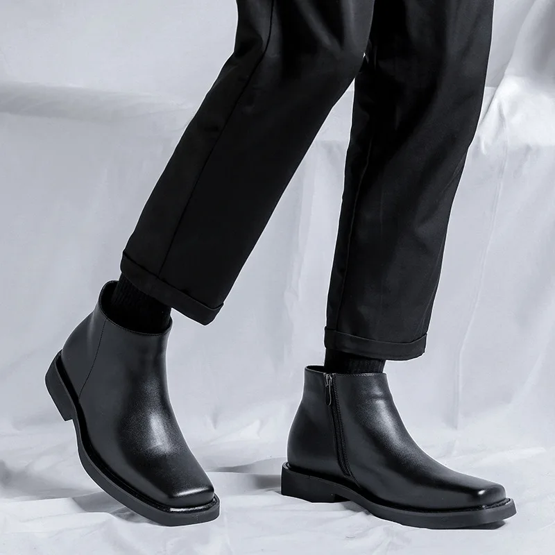 สีดําใหม่แฟชั่นผู้ชายรองเท้าหน - Vintage Fashion Style Men บทวิจารณ์และราคา