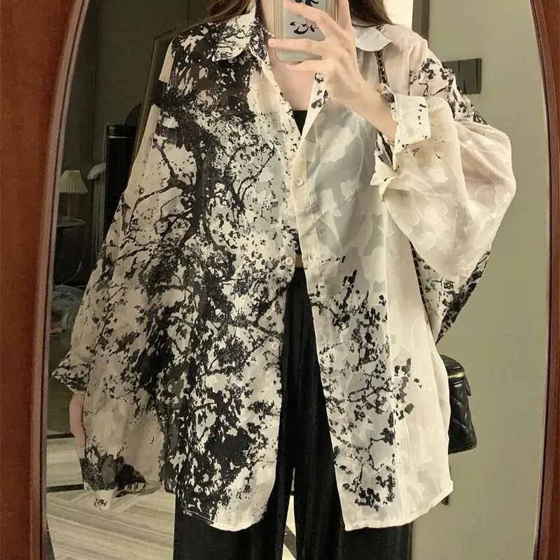 เสื้อเชิ้ตแขนยาวผู้หญิง ปี 202 - Tie Dye Shirt Vintage บทวิจารณ์และราคา