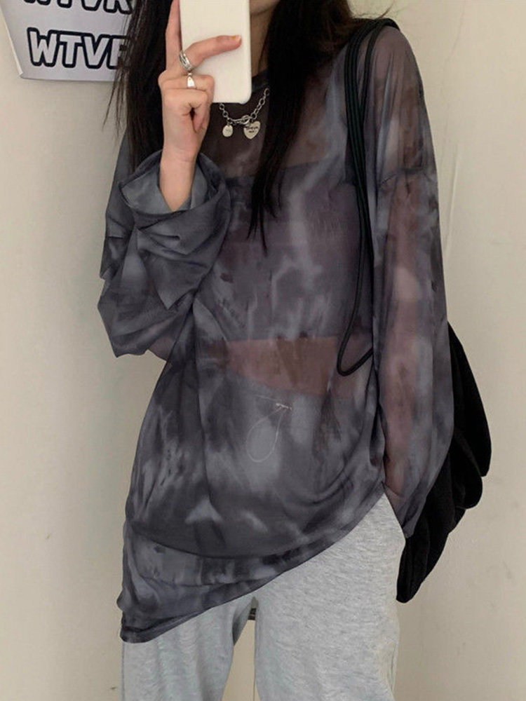 เสื้อยืดผู้หญิงTie Dyeแขนยาวสุ - Tie Dye Shirt Vintage บทวิจารณ์และราคา