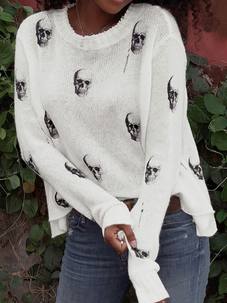 เสื้อสเวตเตอร์ถักลายหัวกะโหลกส - Vintage Fashion Years บทวิจารณ์และราคา