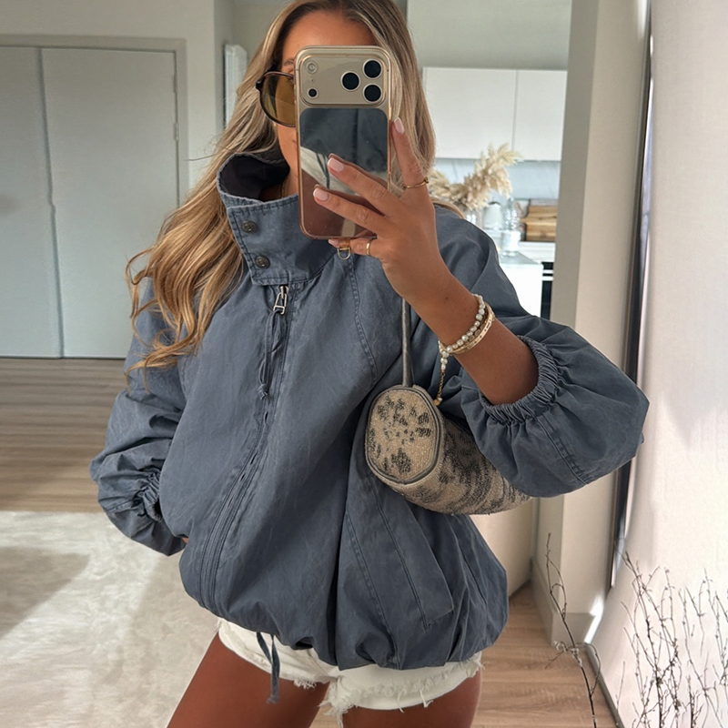 แจ็คเก็ตลำลองสไตล์วินเทจ คอสูง - Vintage Fashion Retro Outfit บทวิจารณ์และราคา