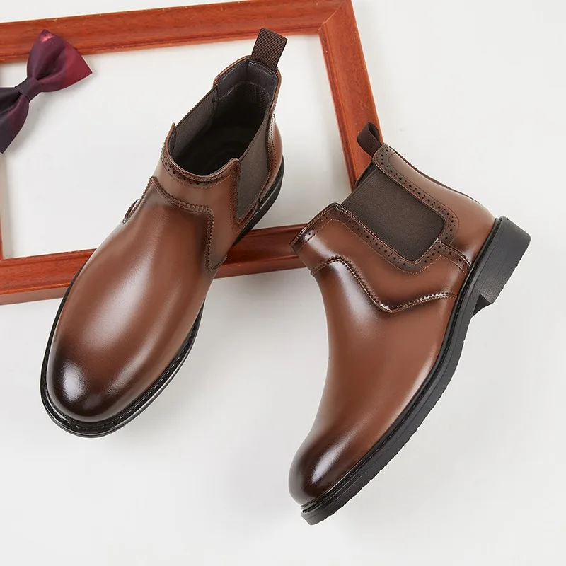 รองเท้าบูทหนังผู้ชายสไตล์วินเท - Vintage Fashion Style Men บทวิจารณ์และราคา