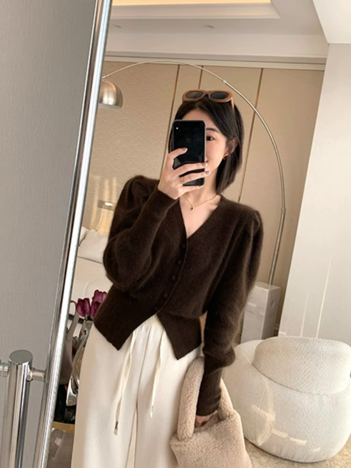 เสื้อโค้ทไหมพรมคอวีสีแดง แฟชั่ - Vintage Fashion Years บทวิจารณ์และราคา
