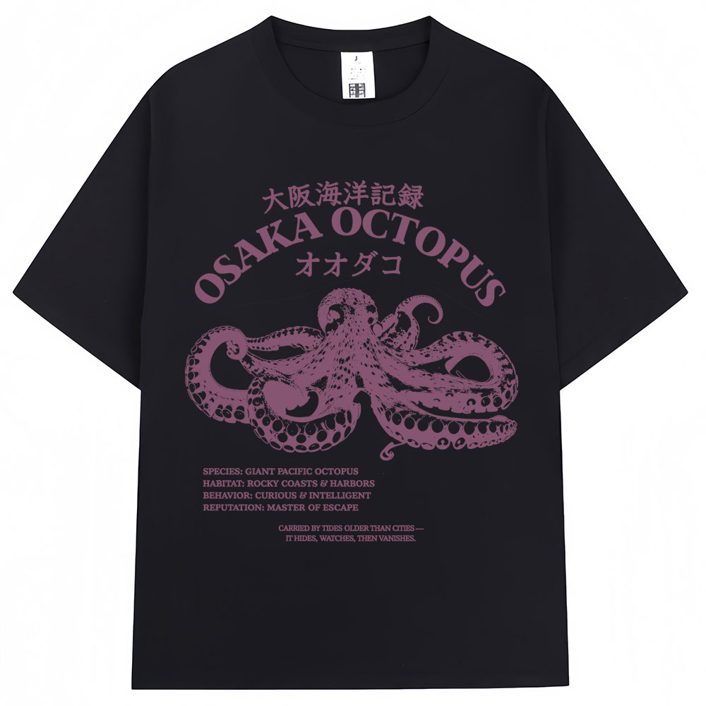 เสื้อยืดลายปลาหมึกโอเกะซ่าสไตล - Vintage Fashion Osaka บทวิจารณ์และราคา