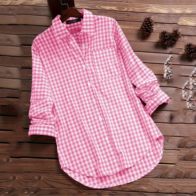 เสื้อเชิ้ตแขนยาวลายสก็อตทรงหลว - Vintage Fashion Ebay บทวิจารณ์และราคา
