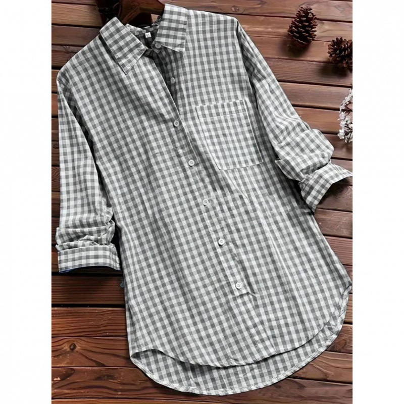 เสื้อเชิ้ตแขนยาวลายสก็อตทรงหลว - Vintage Fashion Ebay บทวิจารณ์และราคา