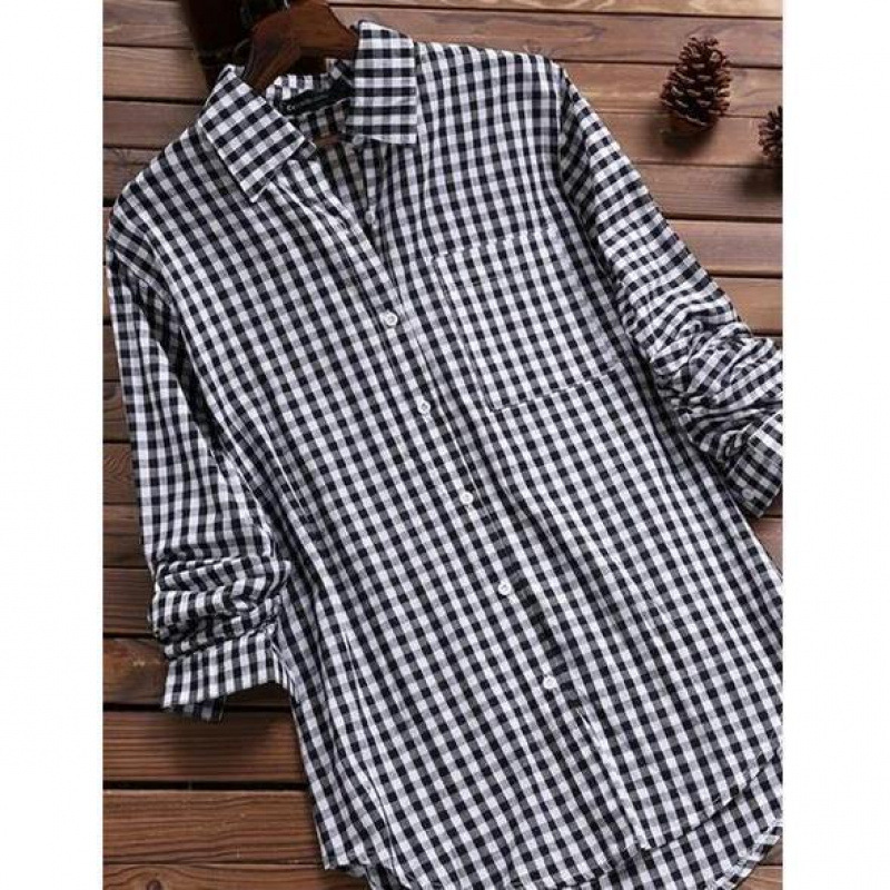 เสื้อเชิ้ตแขนยาวลายสก็อตทรงหลว - Vintage Fashion Ebay บทวิจารณ์และราคา